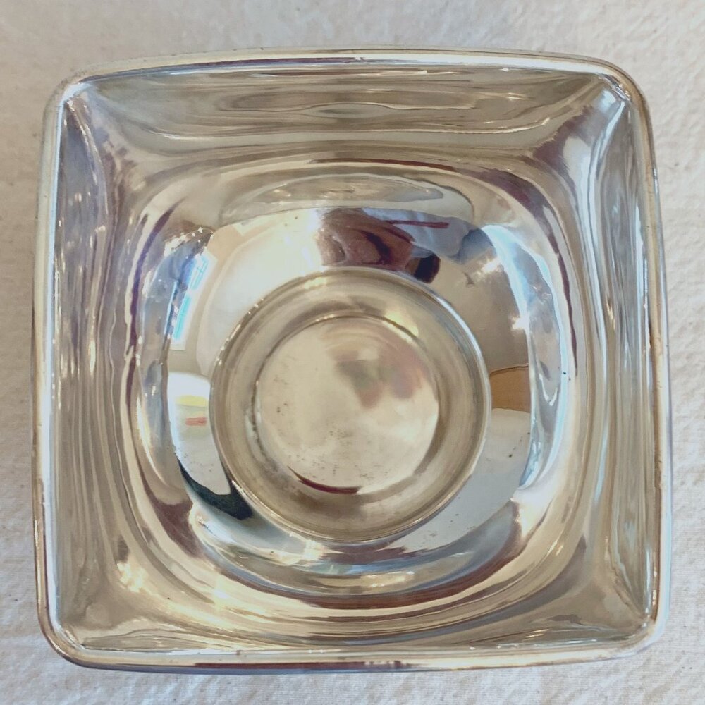 Beautiful Modern Silver Plated Square Shaped Nut/Snack/Candy Multi Use Bowl